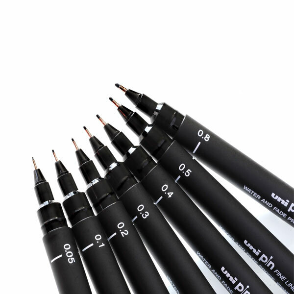 Uni Pin Black Fineliner Pens