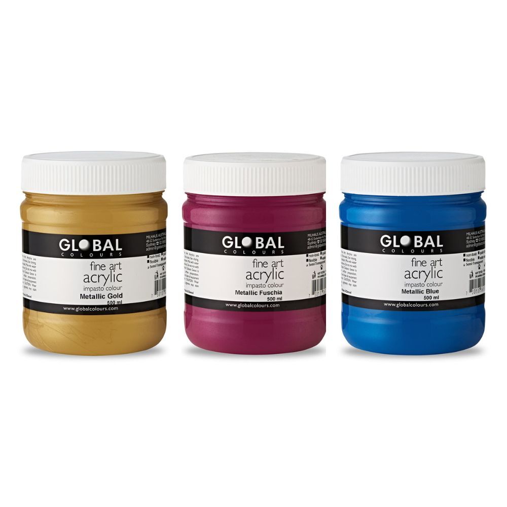 Global Colours Metallic Rose Gold - Eco-Friendly Fine Art Acrylic Artist  Paint 500ml