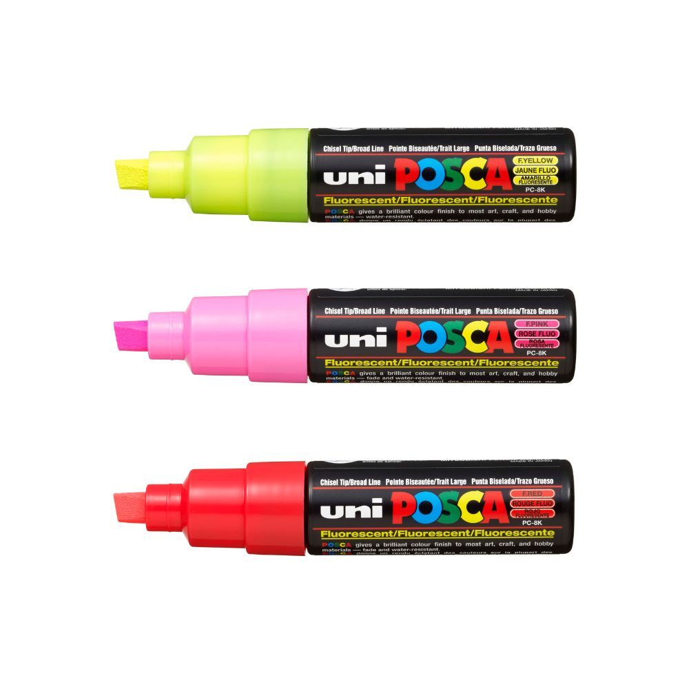 Uni POSCA PC-8K Acrylic Paint Marker Broad Chisel 8mm Straw Yellow