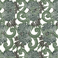 Katazome Paper A4 KA034 Green Floral Pattern