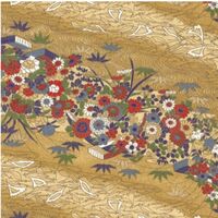 Chiyogami Paper A4 CH3229 Flowers and Leaves on Gold