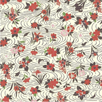 Yusen Chiyogami Paper A4 CH6412 Red Flowers on Cream