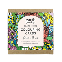 Earth Greetings Colouring Cards Pack 6 Dream in Flowers